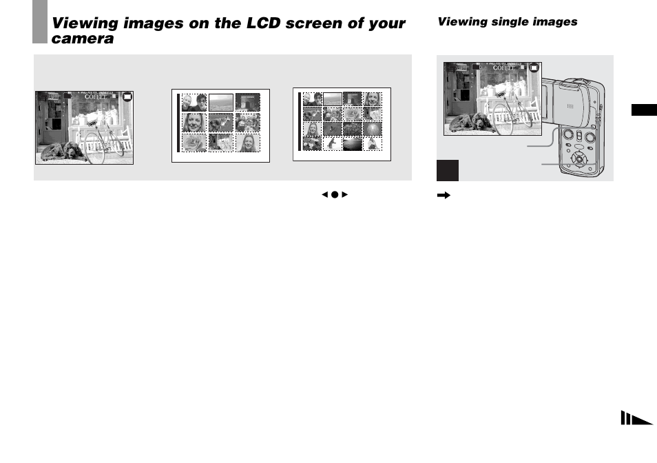 Viewing images, Viewing images on the lcd screen of your camera, Viewing images on the lcd screen of your | Camera, B (43), Viewing single images, Playback mode lamp viewing images | Sony DSC-M1 User Manual | Page 43 / 132