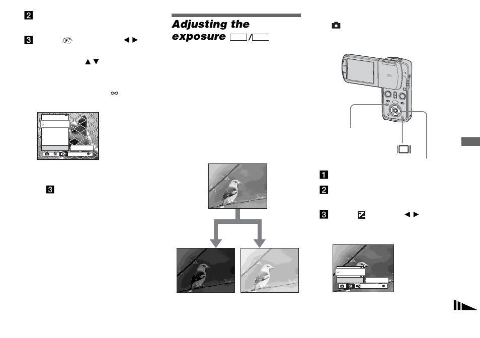 Adjusting the exposure, Ev adjustment | Sony DSC-M1 User Manual | Page 59 / 132