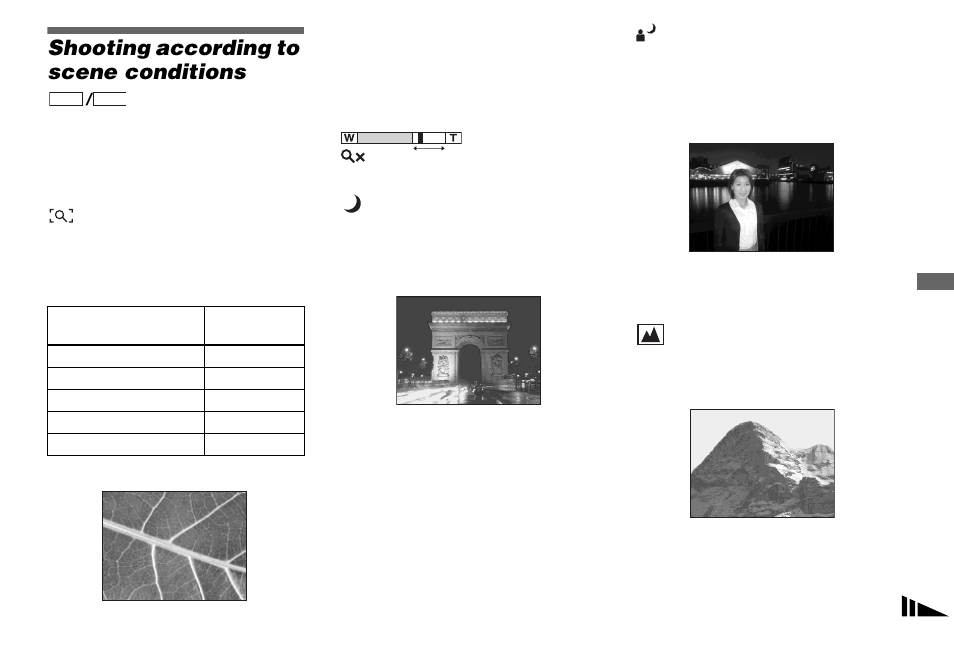 Shooting according to scene conditions, Scene selection | Sony DSC-M1 User Manual | Page 67 / 132