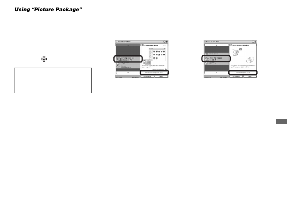 Using “picture package | Sony DSC-M1 User Manual | Page 97 / 132