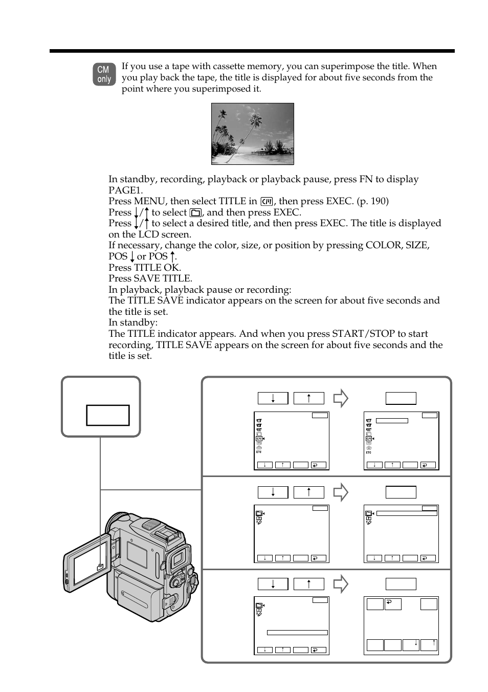 Superimposing a title, Vacation | Sony DCR-PC101 User Manual | Page 106 / 224