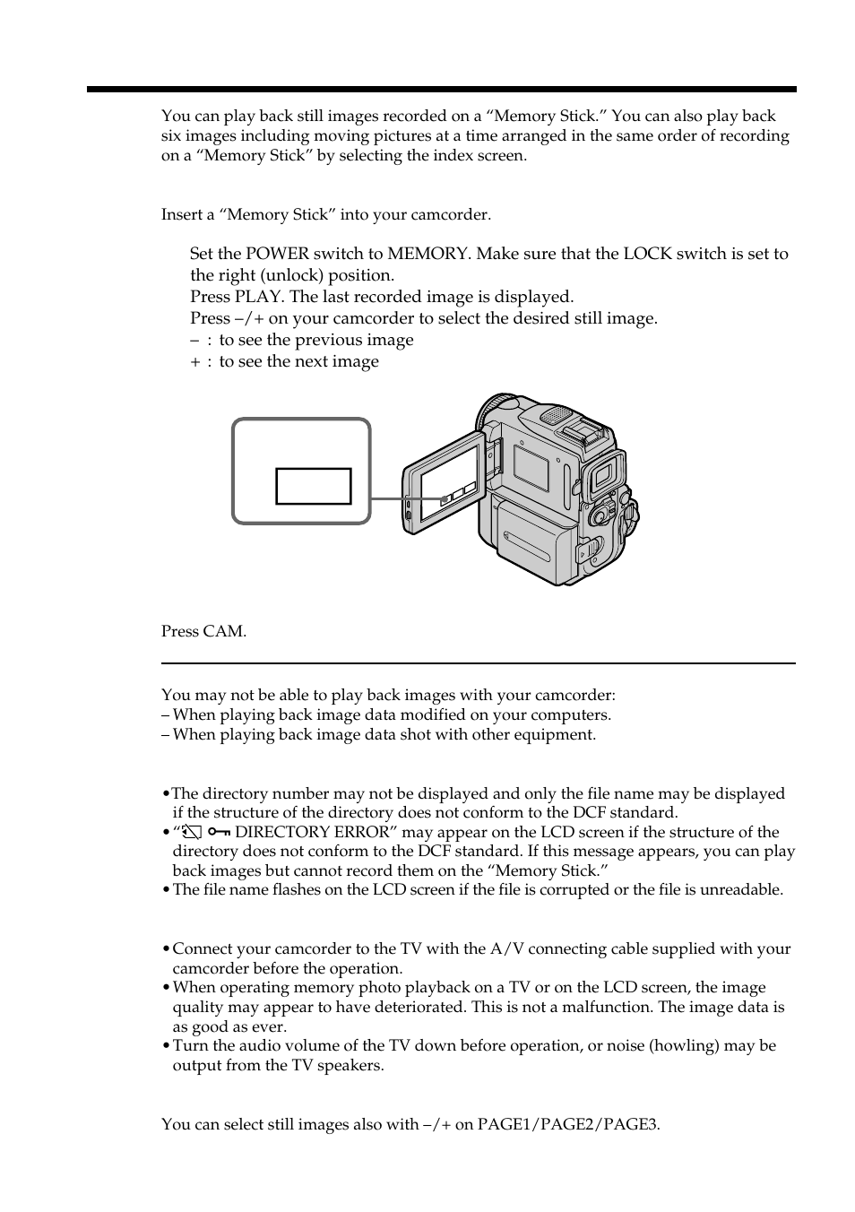 Viewing a still image – memory photo playback, Play | Sony DCR-PC101 User Manual | Page 148 / 224