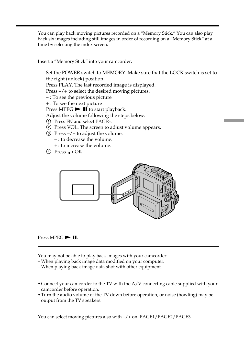 Viewing a moving picture – mpeg movie playback, Play | Sony DCR-PC101 User Manual | Page 151 / 224