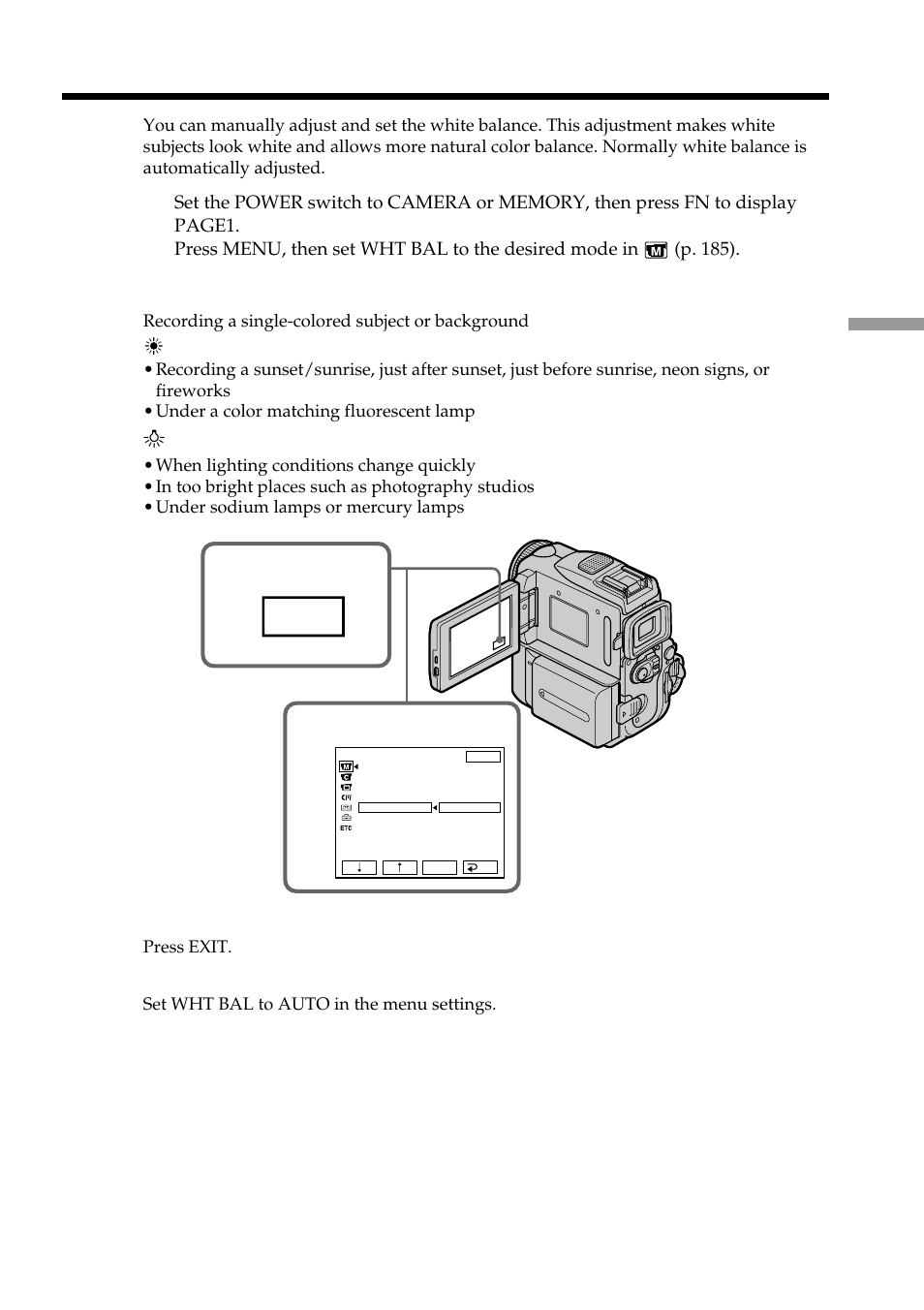 Adjusting the white balance manually | Sony DCR-PC101 User Manual | Page 49 / 224