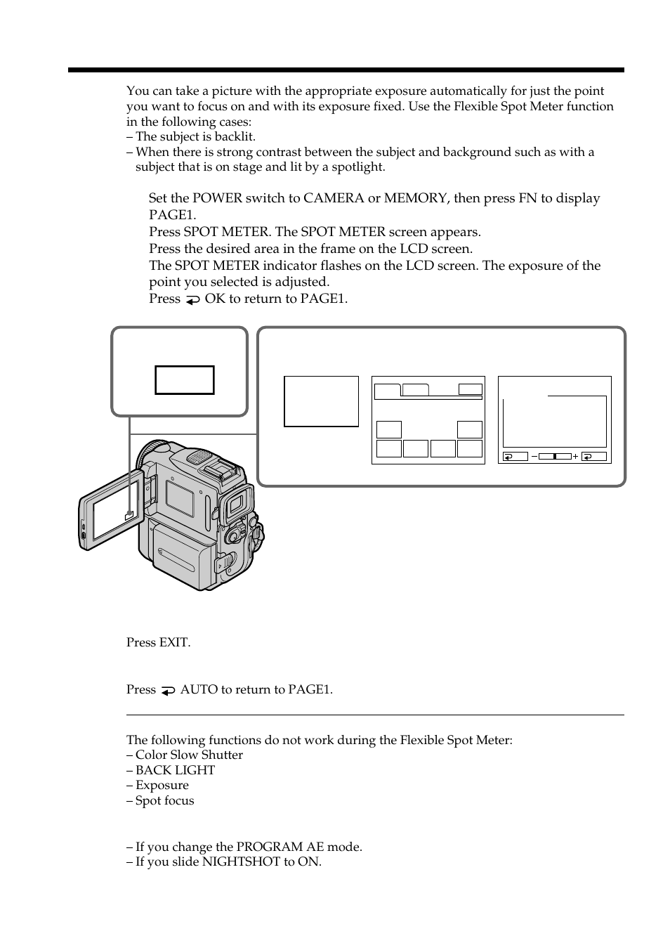 Spot meter | Sony DCR-PC101 User Manual | Page 64 / 224