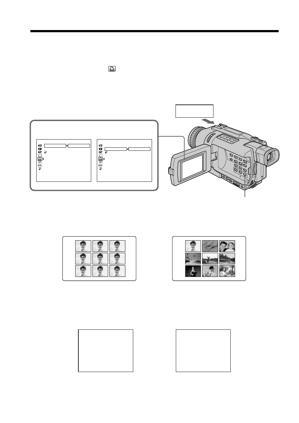 Using the optional printer, Printer, Except dcr-trv240 | Sony DCR-TRV740 User Manual | Page 176 / 212