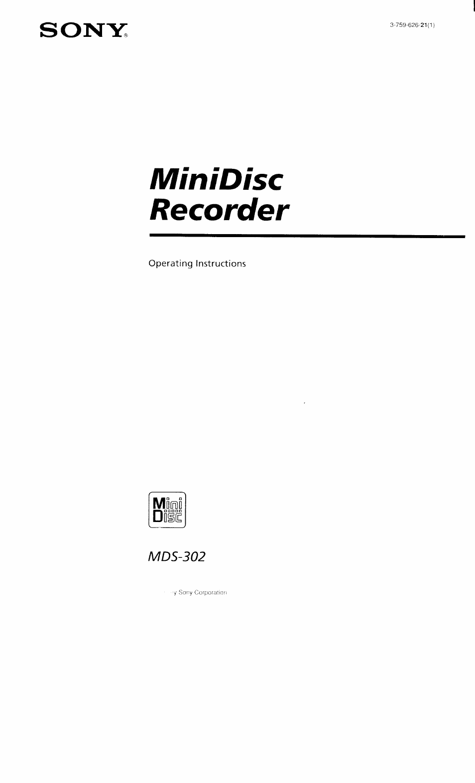 Sony MDS-302 User Manual | 30 pages