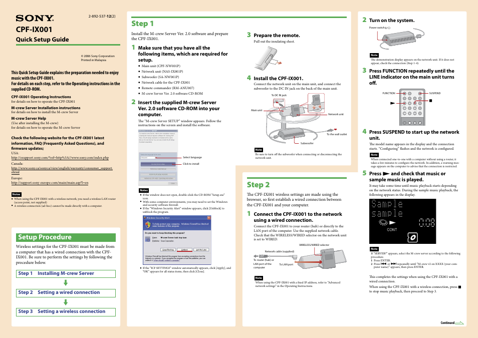 Sony CPF-IX001 User Manual | 2 pages