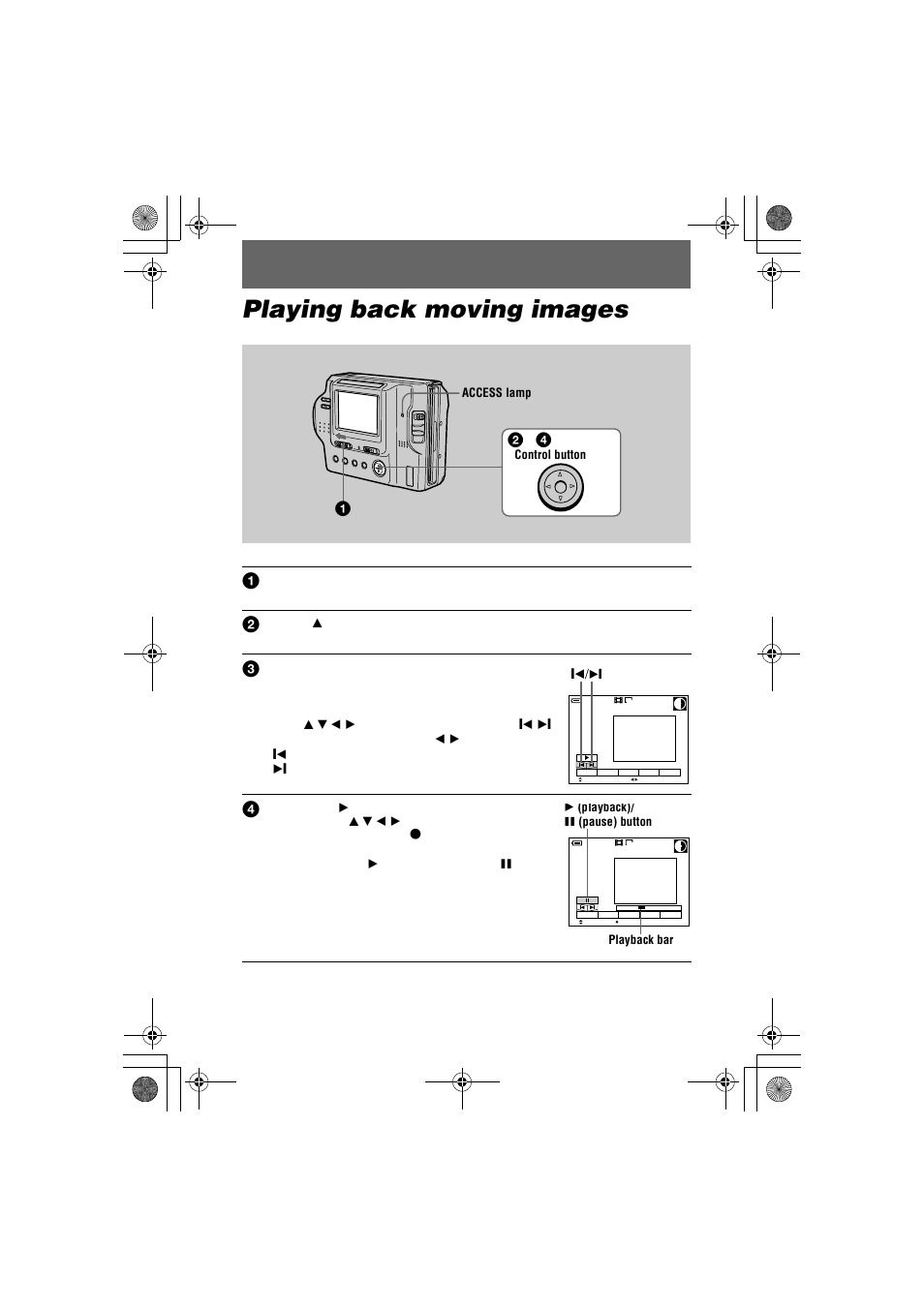 Playing back moving images | Sony MVC-FD85 User Manual | Page 22 / 68