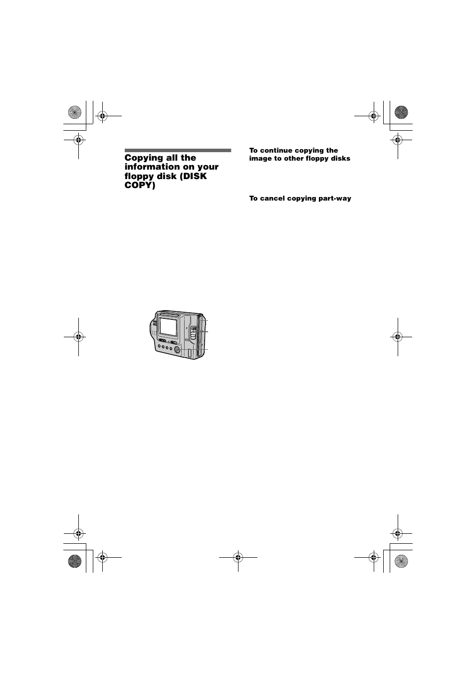 Copying all the information on your, Floppy disk (disk copy) | Sony MVC-FD85 User Manual | Page 50 / 68