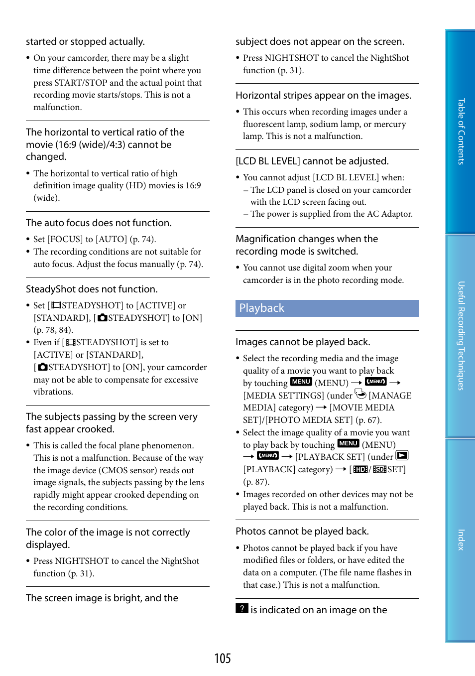 Playback | Sony HDR-CX500V User Manual | Page 105 / 130