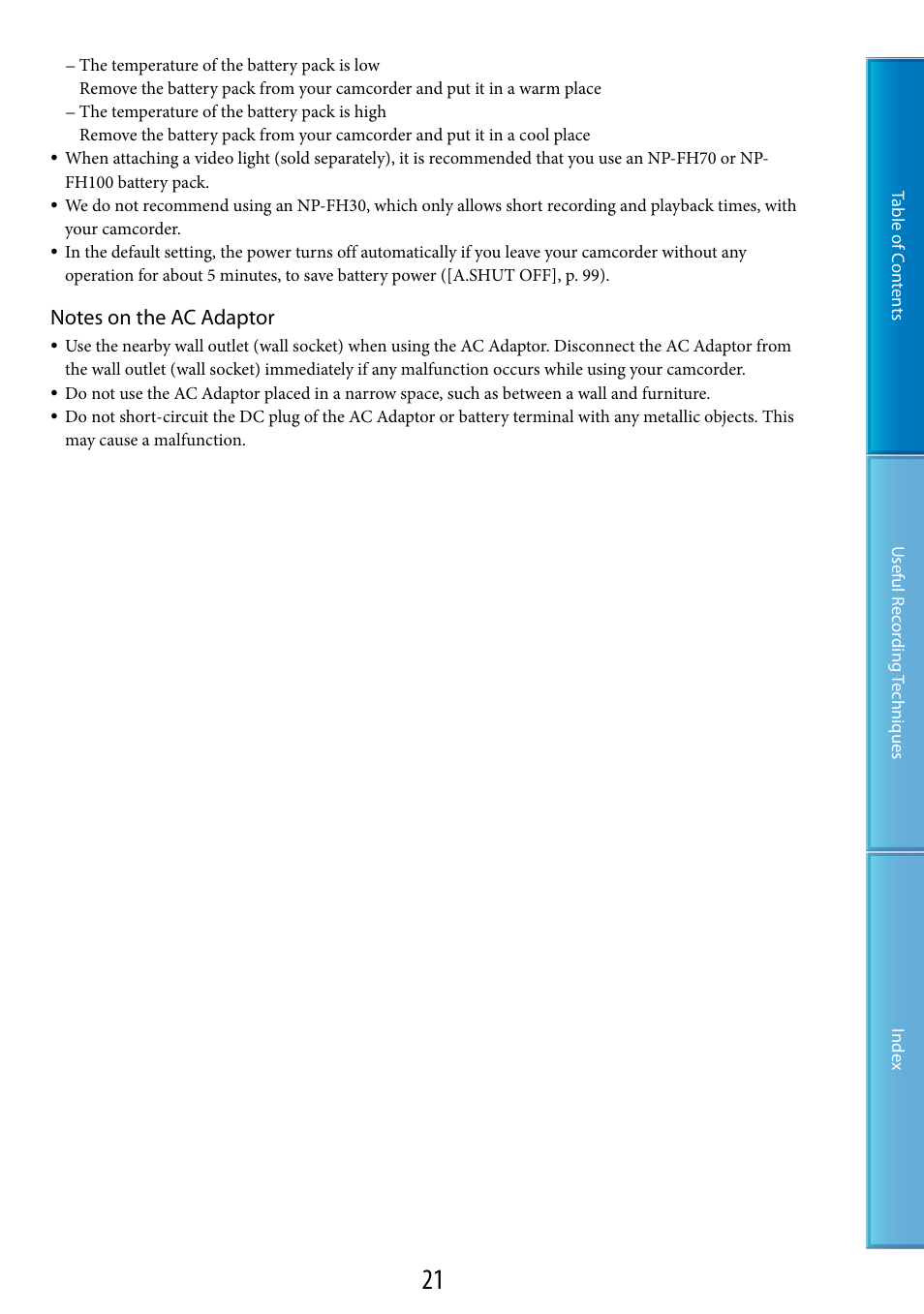 Sony HDR-CX500V User Manual | Page 21 / 130