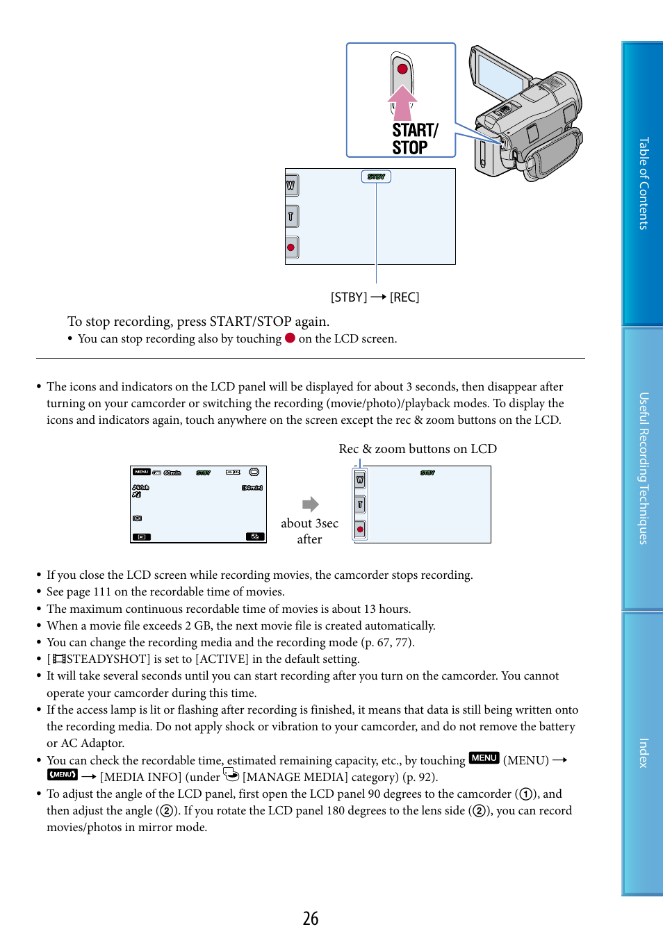 On (26) | Sony HDR-CX500V User Manual | Page 26 / 130
