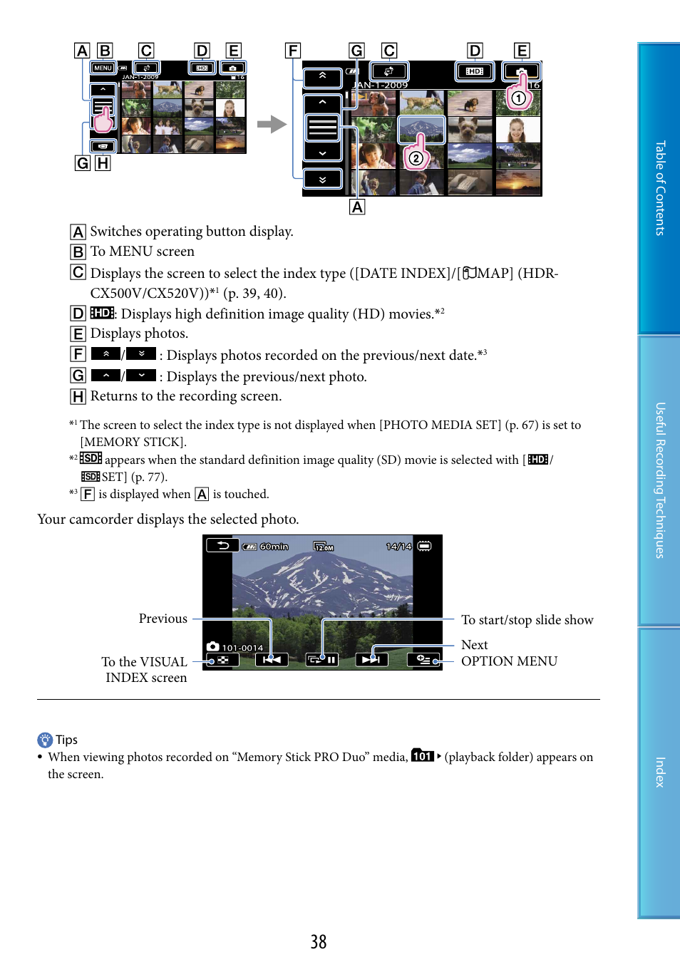 Lder (38), E (38), N (38) | Sony HDR-CX500V User Manual | Page 38 / 130