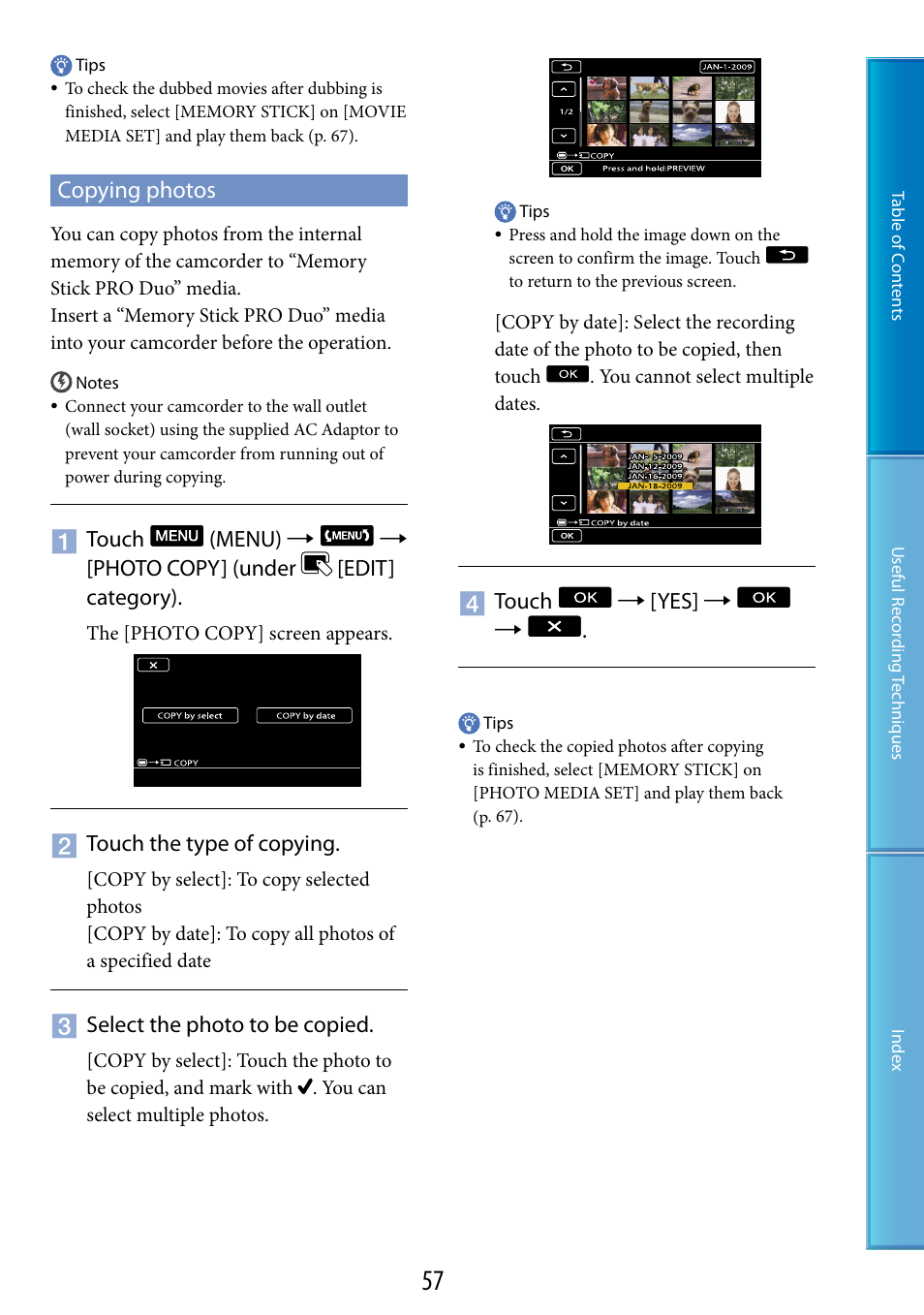 Copying photos | Sony HDR-CX500V User Manual | Page 57 / 130