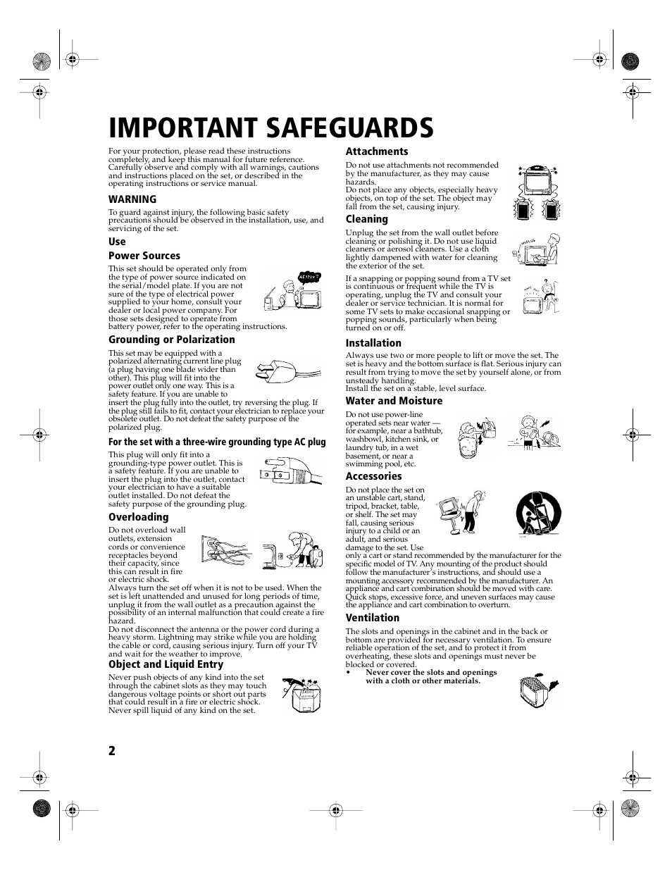 Important safeguards | Sony KD-36FS130 User Manual | Page 4 / 70