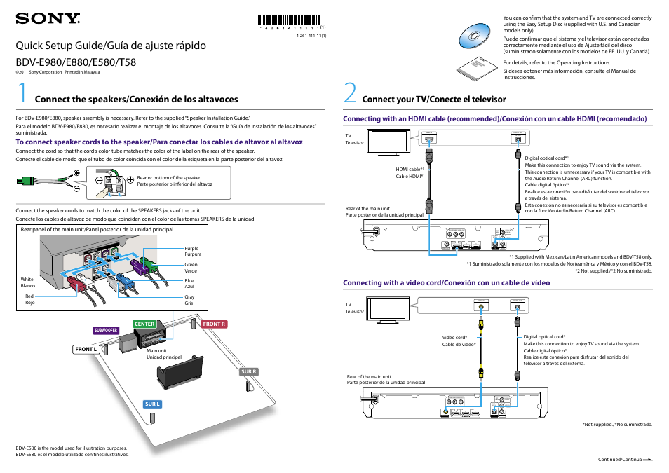 Sony BDV-T58 User Manual | 2 pages