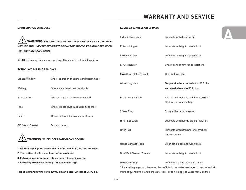 Warranty and service | Airstream Safari User Manual | Page 13 / 103
