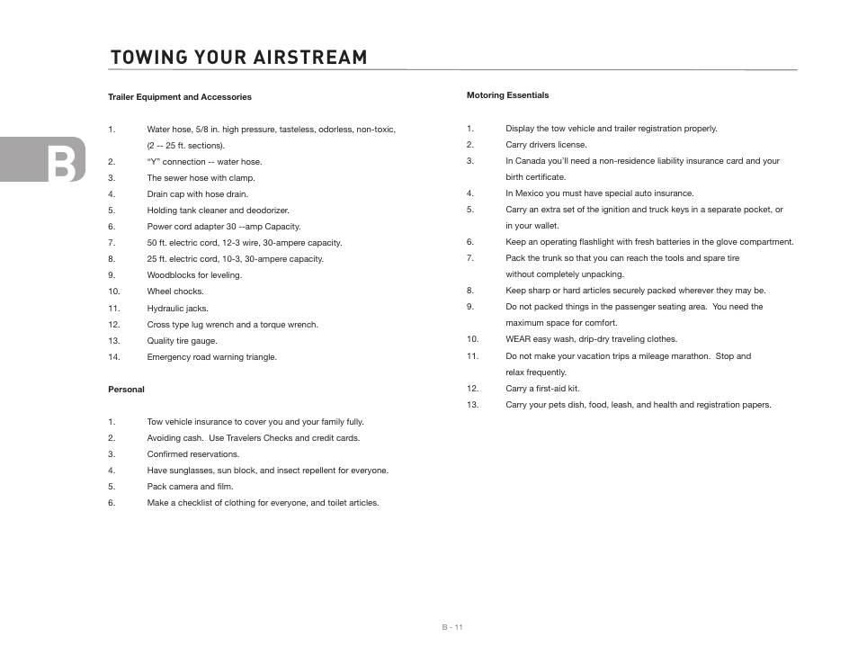 Towing your airstream | Airstream Safari User Manual | Page 28 / 103