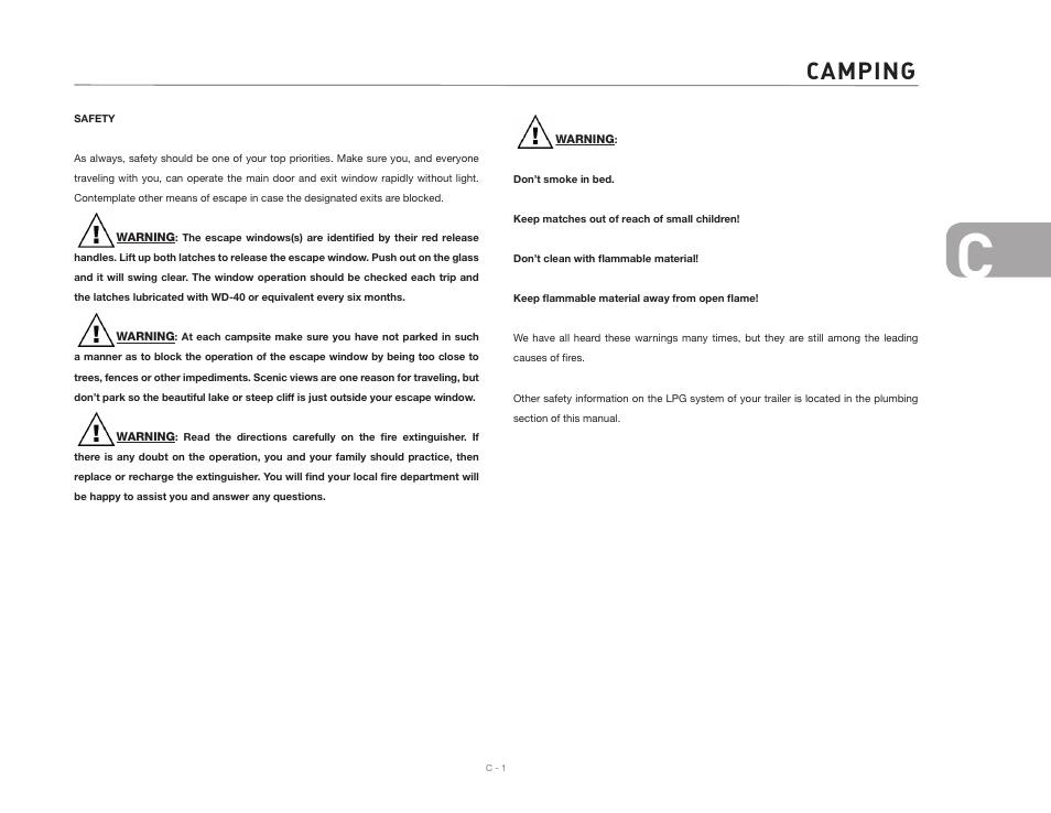 Camping | Airstream Safari User Manual | Page 29 / 103