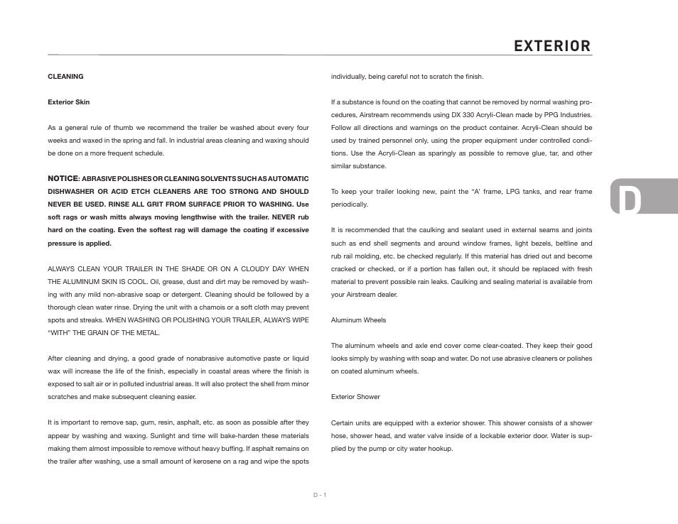 Exterior | Airstream Safari User Manual | Page 39 / 103