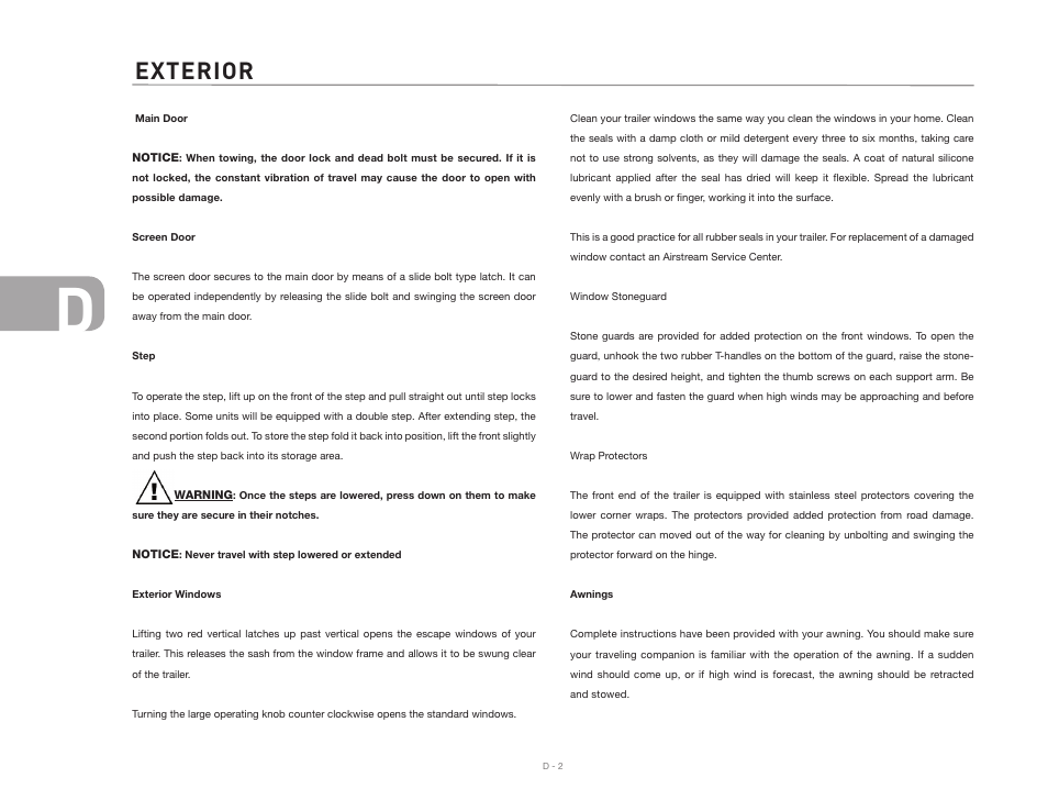 Exterior | Airstream Safari User Manual | Page 40 / 103