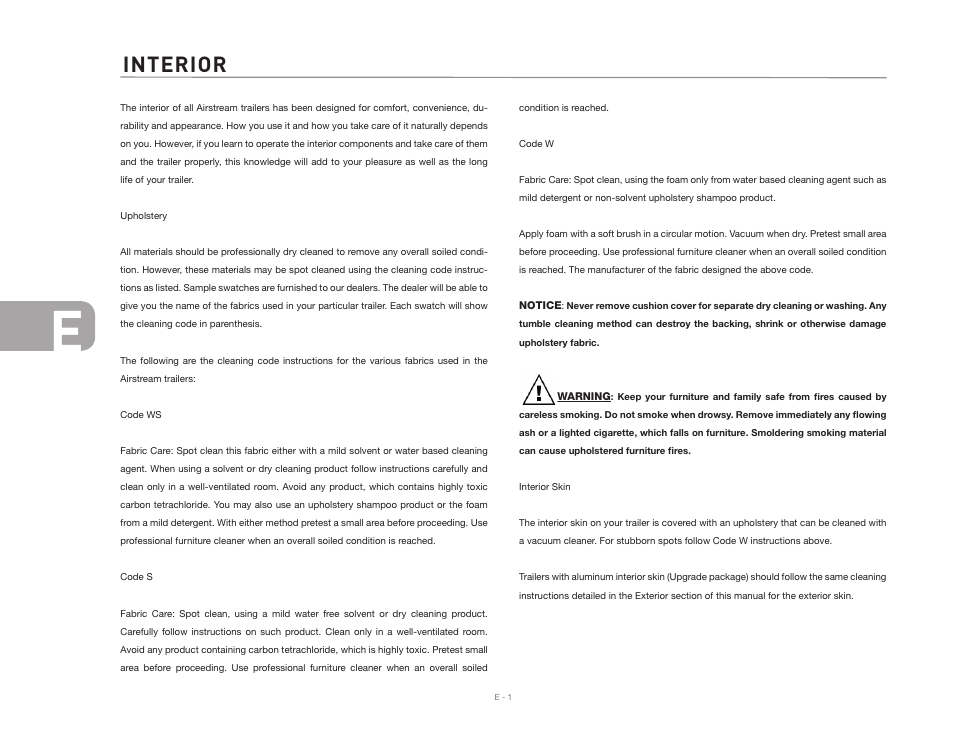 Interior | Airstream Safari User Manual | Page 54 / 103