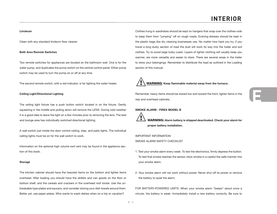 Interior | Airstream Safari User Manual | Page 57 / 103