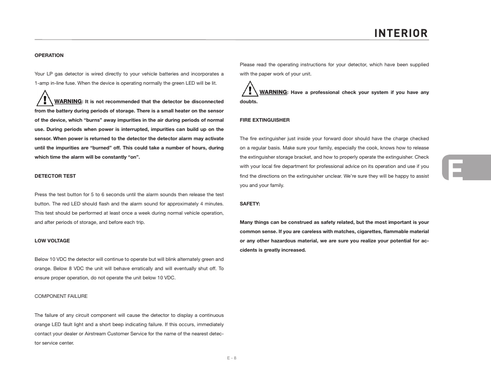 Interior | Airstream Safari User Manual | Page 61 / 103