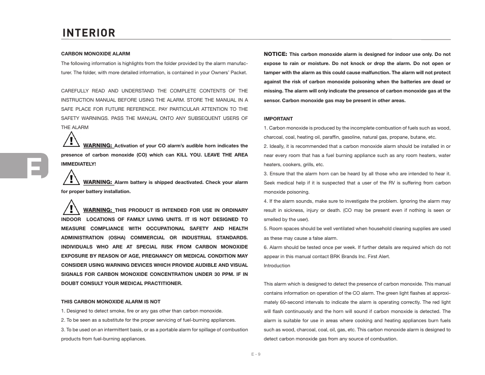 Interior | Airstream Safari User Manual | Page 62 / 103