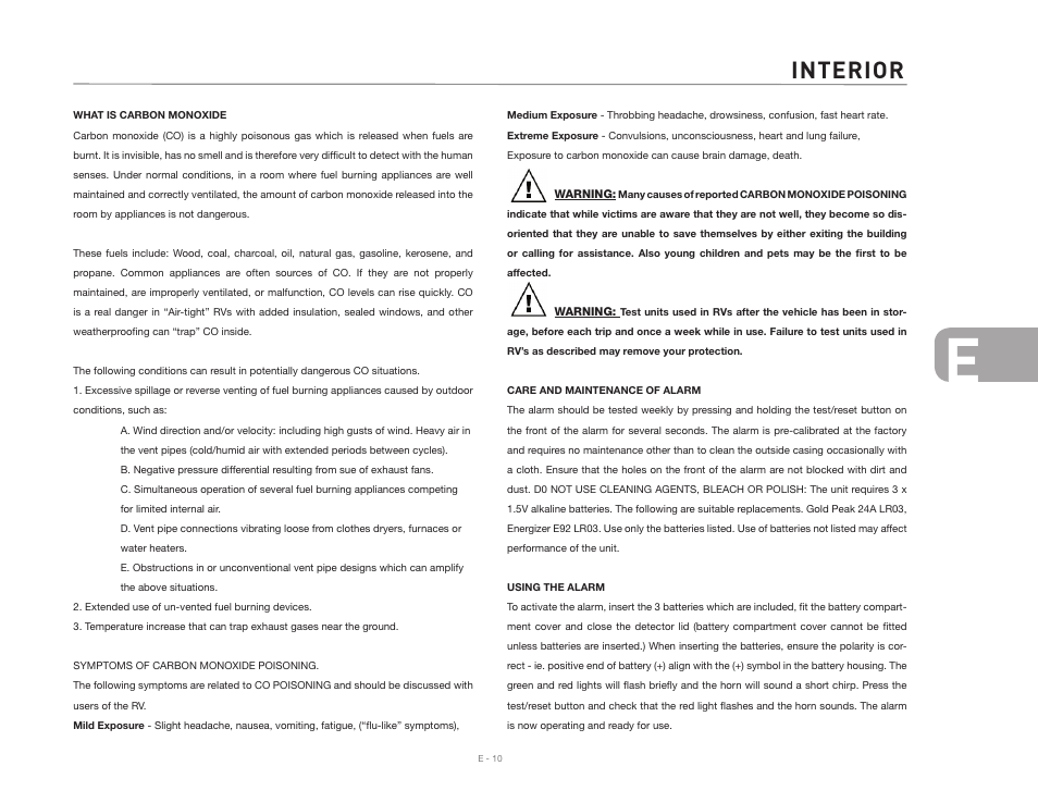 Interior | Airstream Safari User Manual | Page 63 / 103