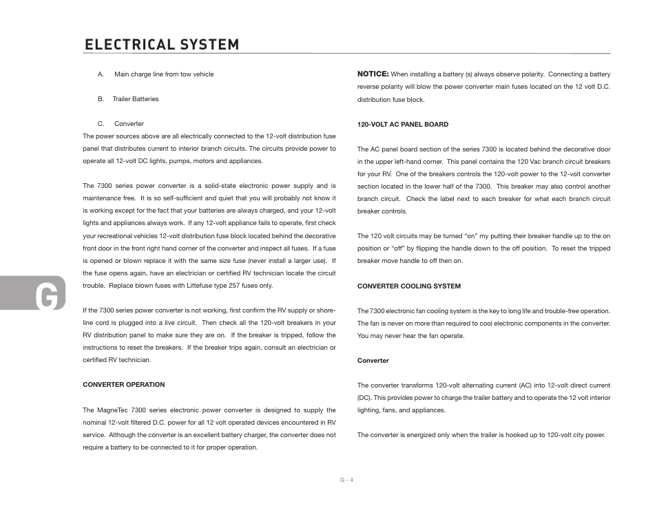 Electrical system | Airstream Safari User Manual | Page 82 / 103