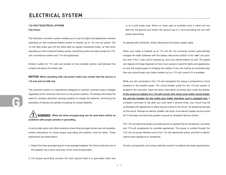 Electrical system | Airstream Safari User Manual | Page 90 / 103