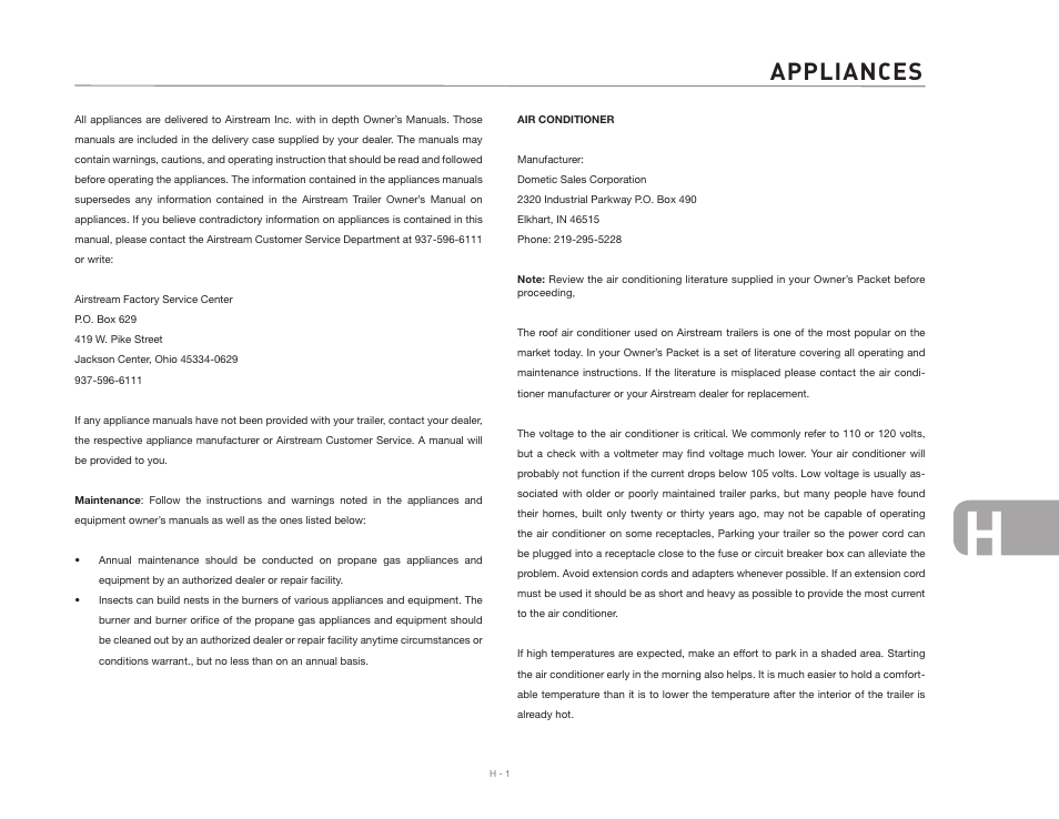 Appliances | Airstream Safari User Manual | Page 93 / 103