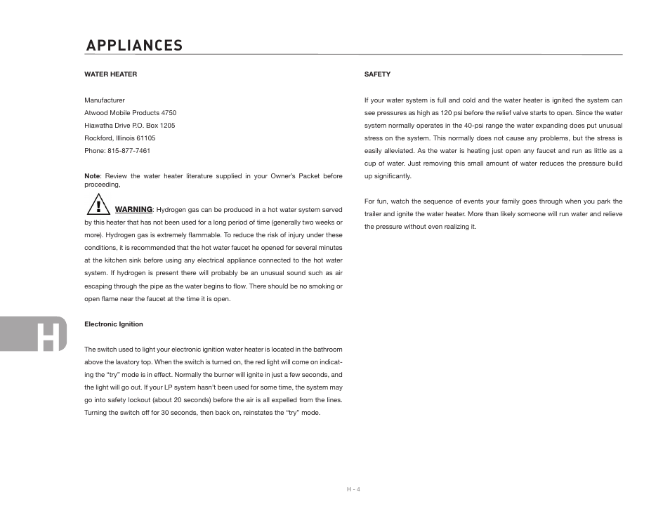 Appliances | Airstream Safari User Manual | Page 96 / 103