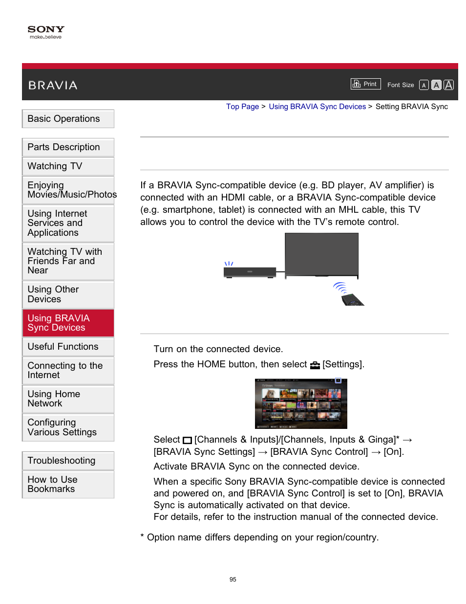 Setting bravia sync | Sony KDL-40W600B User Manual | Page 100 / 214