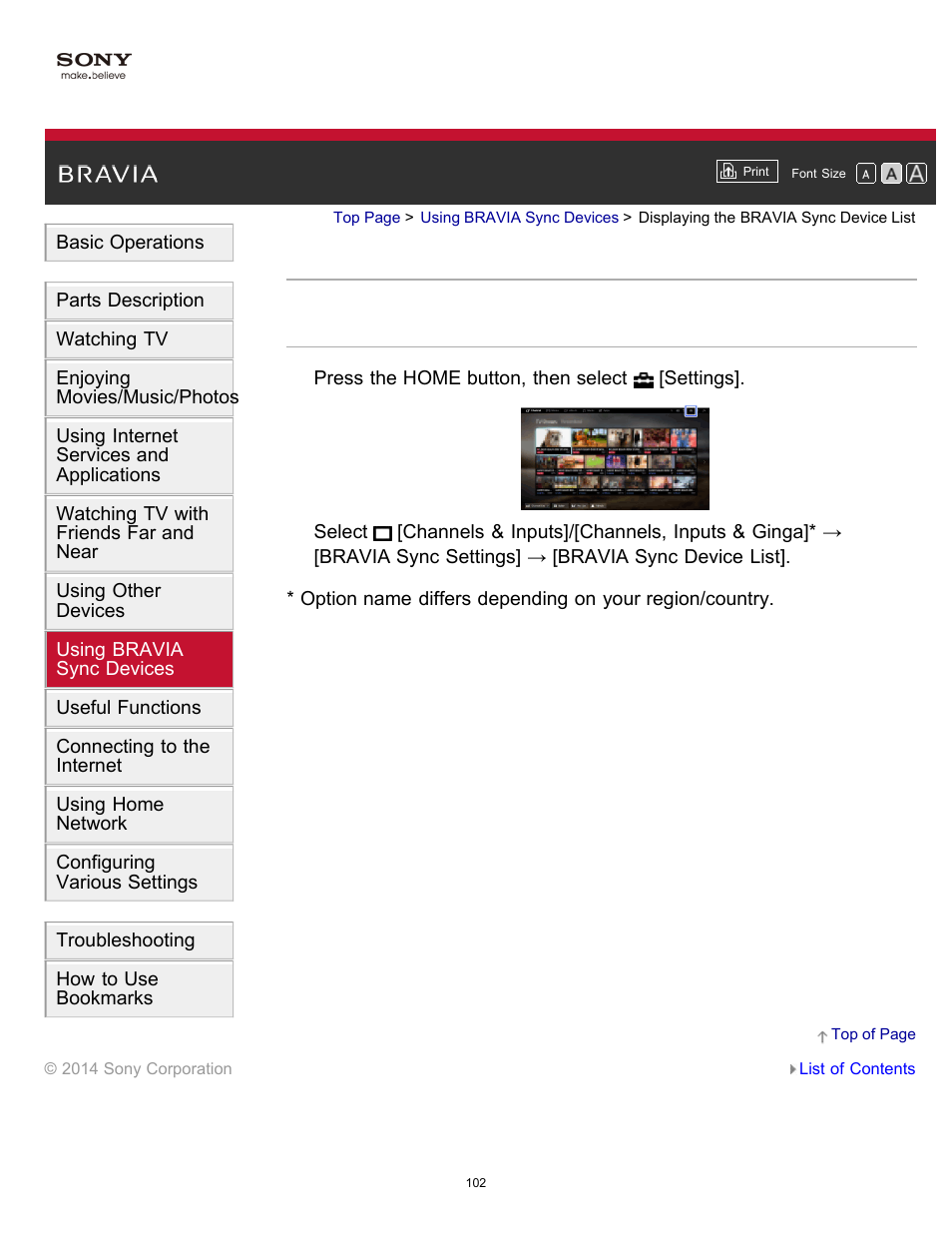 Displaying the bravia sync device list | Sony KDL-40W600B User Manual | Page 107 / 214