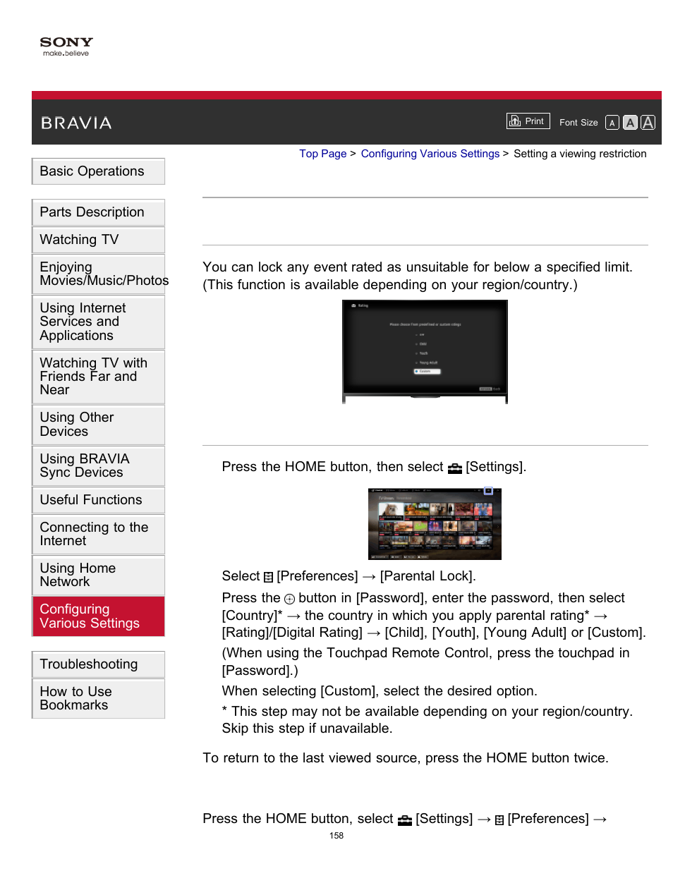 Setting a viewing restriction | Sony KDL-40W600B User Manual | Page 163 / 214
