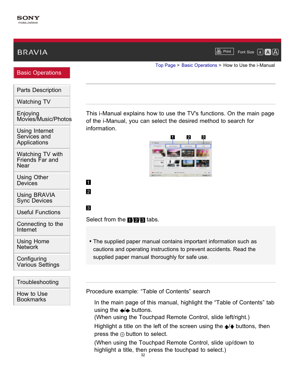 How to use the i-manual | Sony KDL-40W600B User Manual | Page 37 / 214