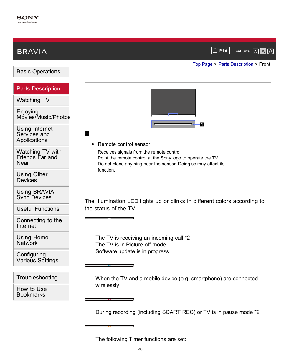 Front | Sony KDL-40W600B User Manual | Page 45 / 214