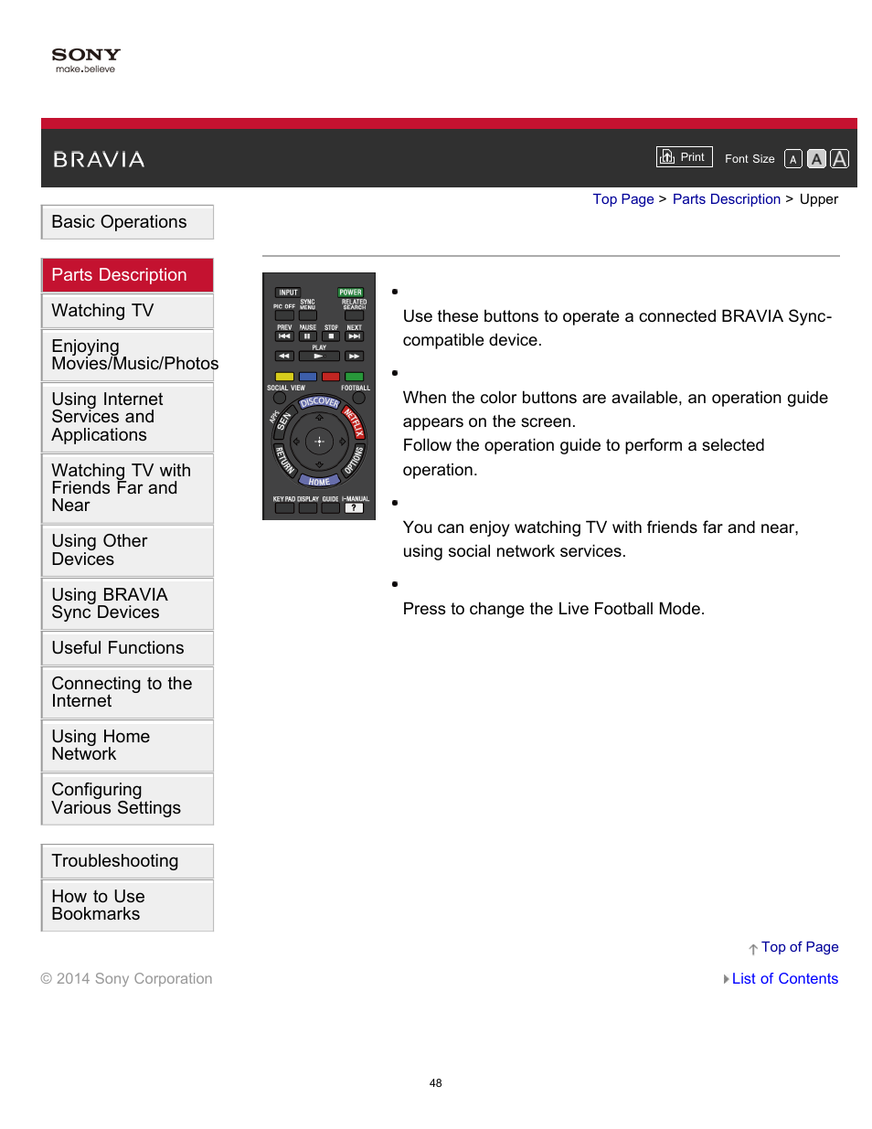 Upper | Sony KDL-40W600B User Manual | Page 53 / 214