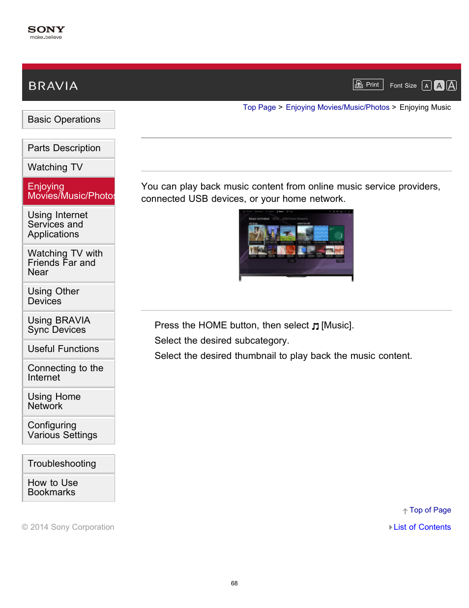 Enjoying music | Sony KDL-40W600B User Manual | Page 73 / 214