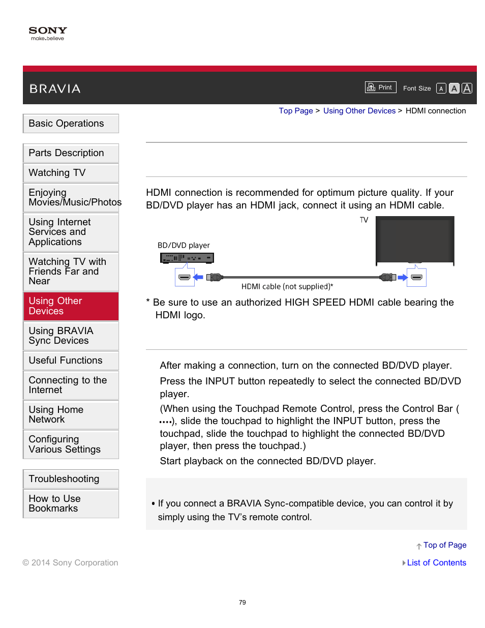 Hdmi connection | Sony KDL-40W600B User Manual | Page 84 / 214