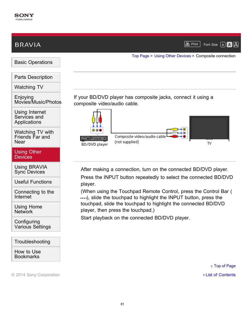 Composite connection | Sony KDL-40W600B User Manual | Page 86 / 214