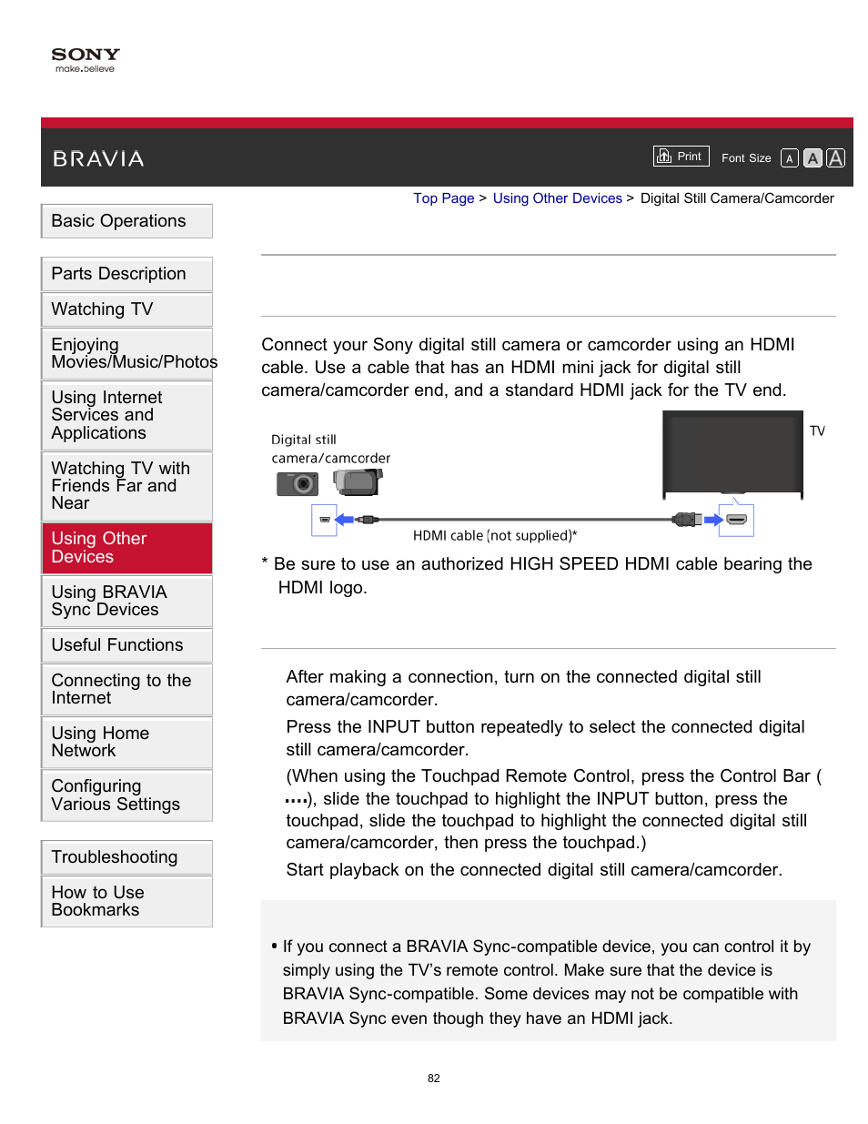 Digital still camera/camcorder | Sony KDL-40W600B User Manual | Page 87 / 214