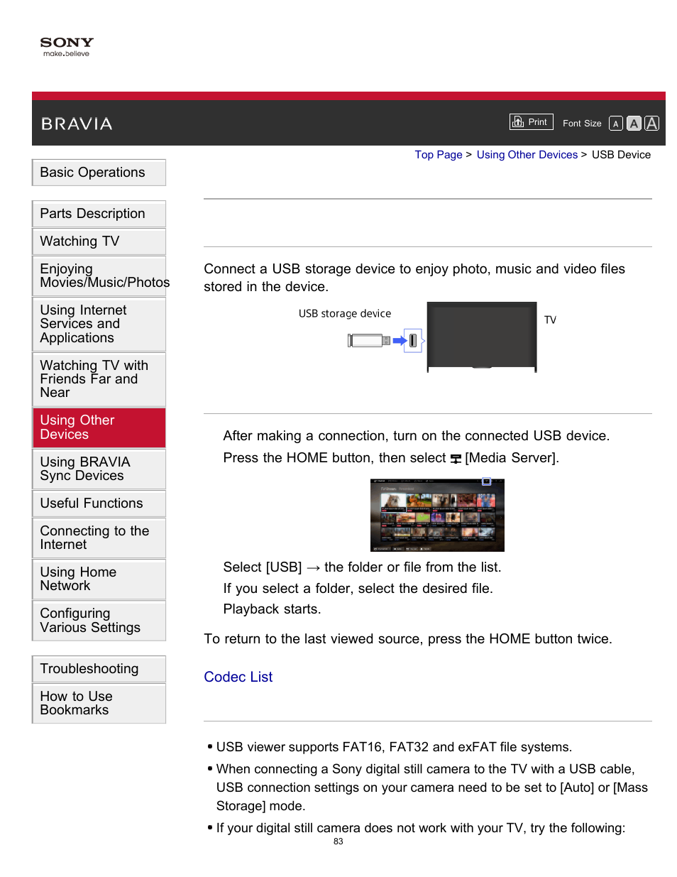 Usb device | Sony KDL-40W600B User Manual | Page 88 / 214