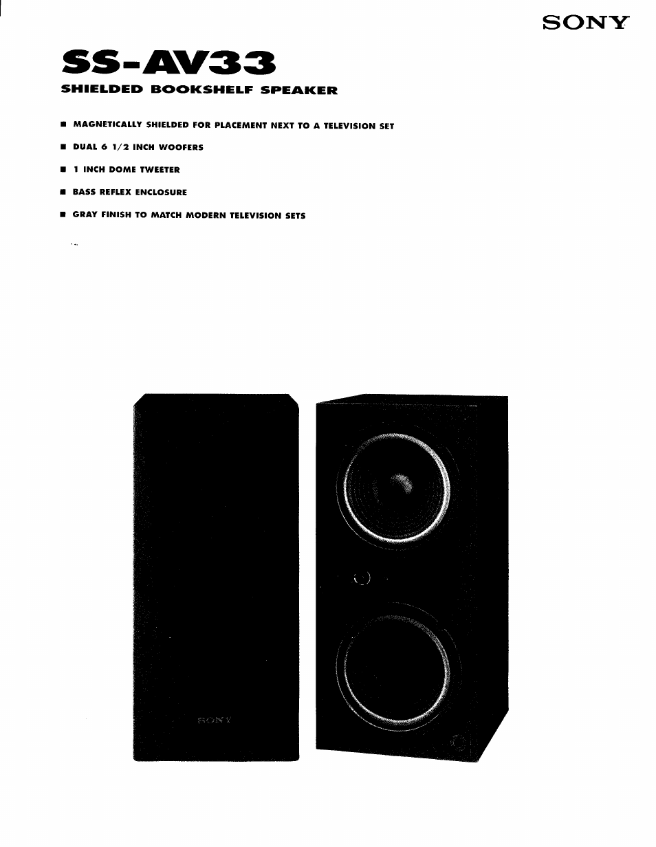 Sony SS-AV33 User Manual | 2 pages