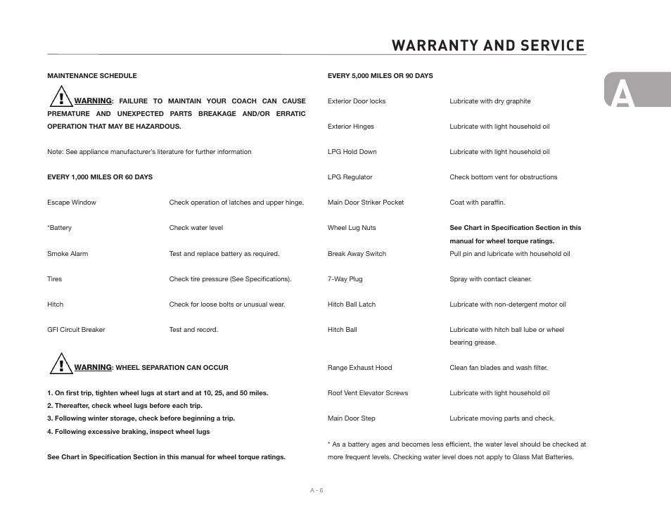 Warranty and service | Airstream INTERNATIONAL CCD User Manual | Page 13 / 99