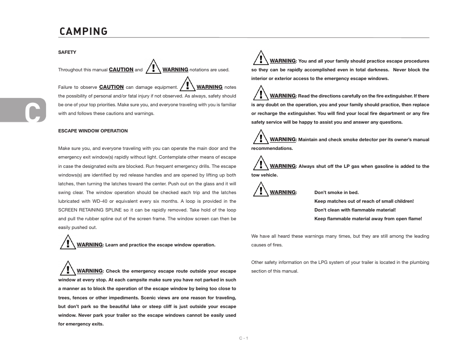 Camping | Airstream INTERNATIONAL CCD User Manual | Page 30 / 99