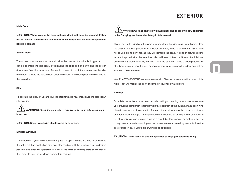 Exterior | Airstream INTERNATIONAL CCD User Manual | Page 41 / 99